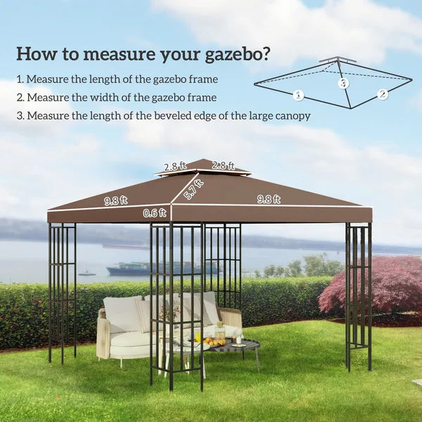Outsunny 10' x 10' Gazebo Replacement Canopy 2 Tier Top UV Cover Pavilion Garden Patio Outdoor Coffee (TOP ONLY) - product image 3