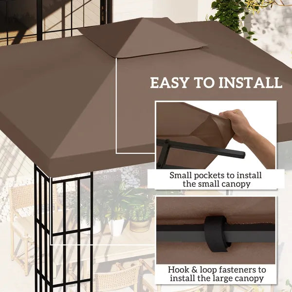 Outsunny 10' x 10' Gazebo Replacement Canopy 2 Tier Top UV Cover Pavilion Garden Patio Outdoor Coffee (TOP ONLY) - product image 5