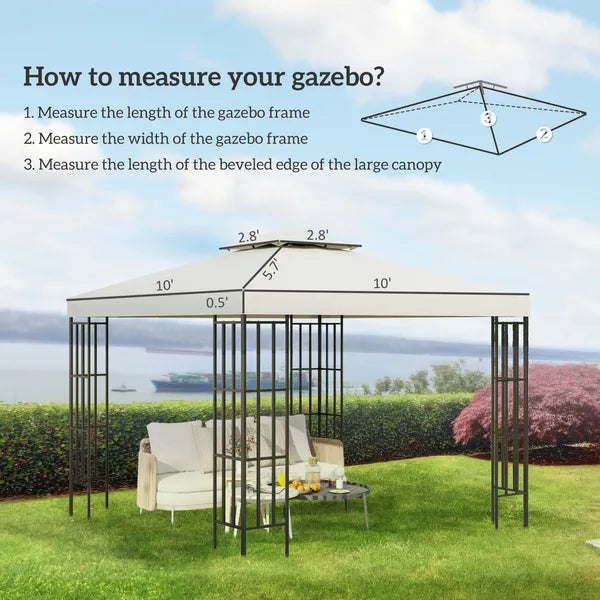 Outsunny 10' x 10' Gazebo Replacement Canopy 2 Tier Top UV Cover Pavilion Garden Patio Outdoor Cream White (TOP ONLY) - product image 3