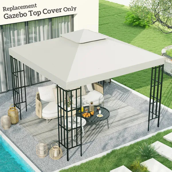 Outsunny 10' x 10' Gazebo Replacement Canopy 2 Tier Top UV Cover Pavilion Garden Patio Outdoor Cream White (TOP ONLY) - product image 2