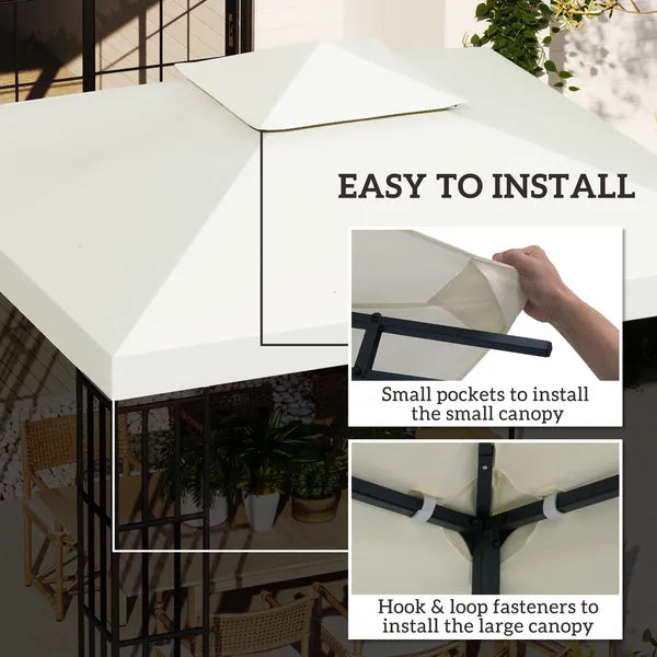 Outsunny 10' x 10' Gazebo Replacement Canopy 2 Tier Top UV Cover Pavilion Garden Patio Outdoor Cream White (TOP ONLY) - product image 5