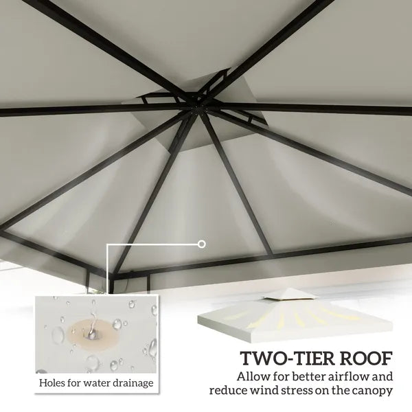Outsunny 10' x 10' Gazebo Replacement Canopy 2 Tier Top UV Cover Pavilion Garden Patio Outdoor Cream White (TOP ONLY) - product image 4