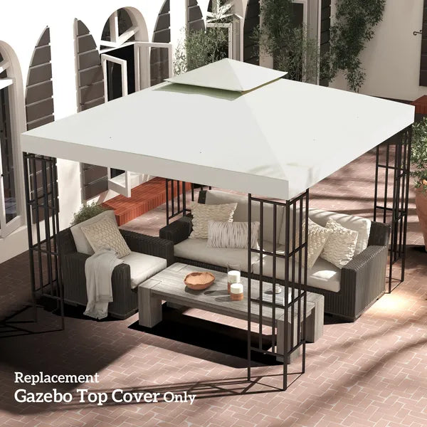 Outsunny 10' x 10' Gazebo Replacement Canopy 2 Tier Top UV Cover Pavilion Garden Patio Outdoor Cream White (TOP ONLY) - product image 10
