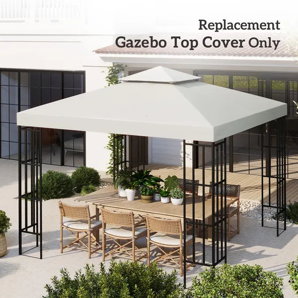 Outsunny 10' x 10' Gazebo Replacement Canopy 2 Tier Top UV Cover Pavilion Garden Patio Outdoor Cream White (TOP ONLY) - product image 7