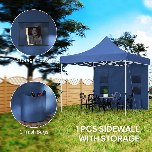 Outsunny 10' x 10' Heavy Duty Pop Up Canopy Tent with Sidewall, UPF50+ Instant Sun Shelter with Storage Pockets, Dark Blue - product image 6