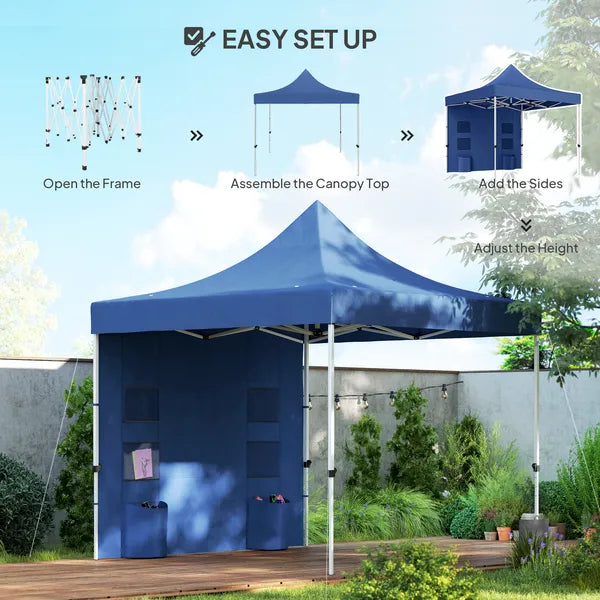 Outsunny 10' x 10' Heavy Duty Pop Up Canopy Tent with Sidewall, UPF50+ Instant Sun Shelter with Storage Pockets, Dark Blue - product image 7