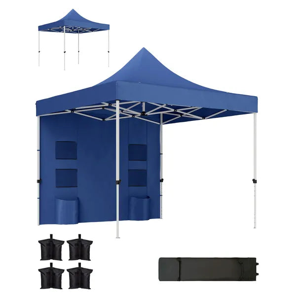 Outsunny 10' x 10' Heavy Duty Pop Up Canopy Tent with Sidewall, UPF50+ Instant Sun Shelter with Storage Pockets, Dark Blue - product image 11