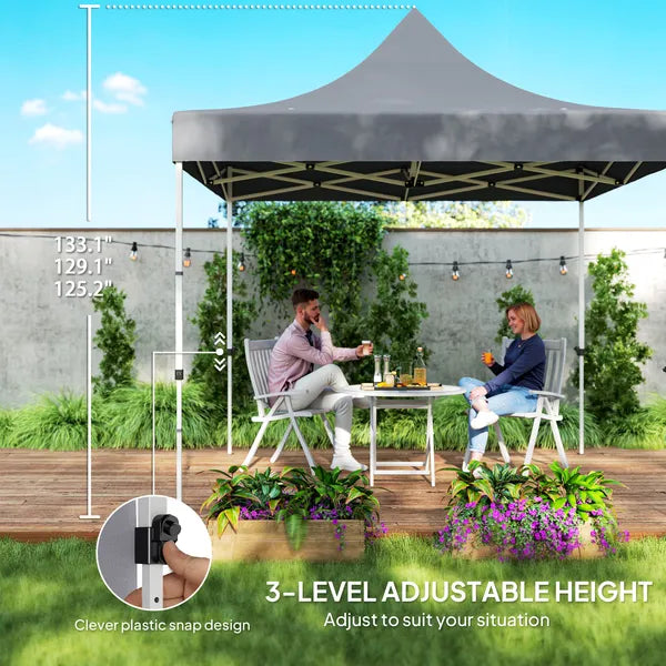 Outsunny 10 ft x 10 ft Heavy Duty Pop Up Canopy Tent with Sidewall, UPF50+ Instant Sun Shelter with Storage Pockets, Gray - product image 8