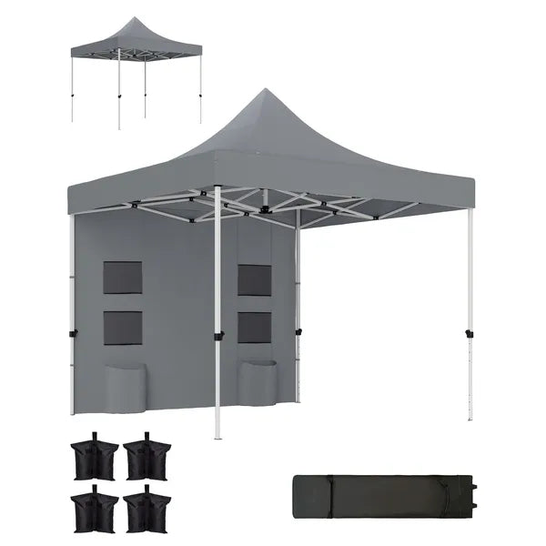 Outsunny 10 ft x 10 ft Heavy Duty Pop Up Canopy Tent with Sidewall, UPF50+ Instant Sun Shelter with Storage Pockets, Gray - product image 11
