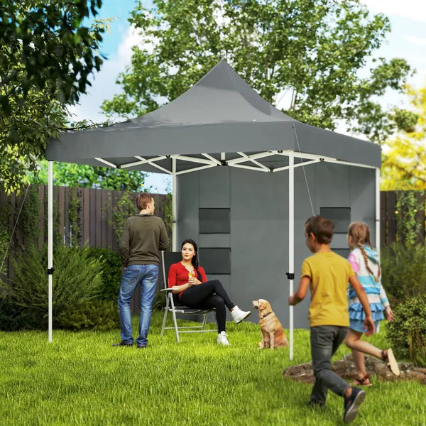 Outsunny 10 ft x 10 ft Heavy Duty Pop Up Canopy Tent with Sidewall, UPF50+ Instant Sun Shelter with Storage Pockets, Gray - product image 2