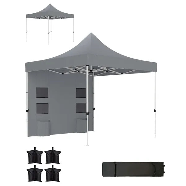 Outsunny 10 ft x 10 ft Heavy Duty Pop Up Canopy Tent with Sidewall, UPF50+ Instant Sun Shelter with Storage Pockets, Gray - product image 1