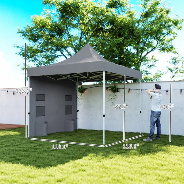 Outsunny 10 ft x 10 ft Heavy Duty Pop Up Canopy Tent with Sidewall, UPF50+ Instant Sun Shelter with Storage Pockets, Gray - product image 3