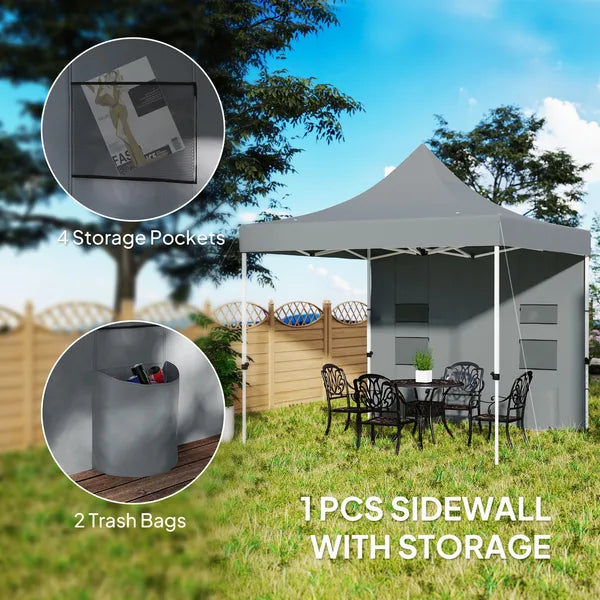 Outsunny 10 ft x 10 ft Heavy Duty Pop Up Canopy Tent with Sidewall, UPF50+ Instant Sun Shelter with Storage Pockets, Gray - product image 6
