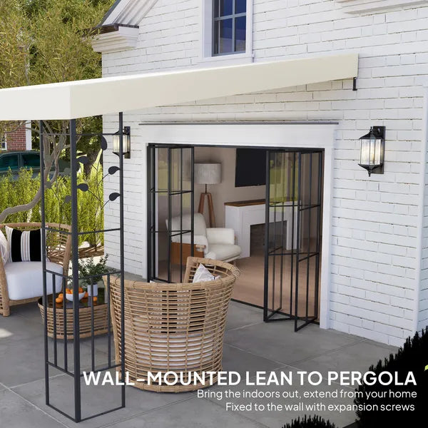 10' x 10' Outdoor Pergola Canopy, Metal Patio Canopy with Drainage Holes for Backyard, Garden, Cream White - product image 6