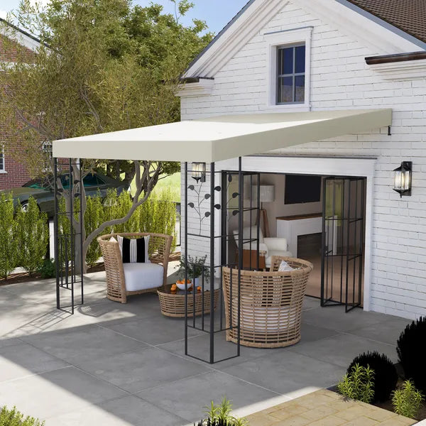 10' x 10' Outdoor Pergola Canopy, Metal Patio Canopy with Drainage Holes for Backyard, Garden, Cream White - product image 10