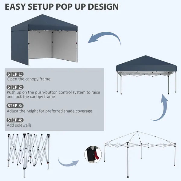 Outsunny 10' x 10' Pop Up Canopy with Sidewalls, Weight Bags and Carry Bag, Height Adjustable Tent for Parties, Navy - product image 5