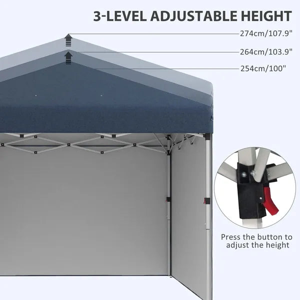 Outsunny 10' x 10' Pop Up Canopy with Sidewalls, Weight Bags and Carry Bag, Height Adjustable Tent for Parties, Navy - product image 6