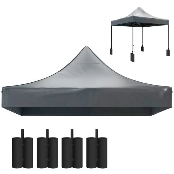Outsunny 10' x 10' Replacement Canopy Top for Pop Up Canopy Tent with 4 Sand Bags, UPF50+ Protection, Dark Gray - product image 1