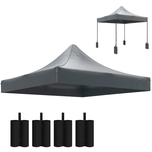 Outsunny 10' x 10' Replacement Canopy Top for Pop Up Canopy Tent with 4 Sand Bags, UPF50+ Protection, Dark Gray - product image 11