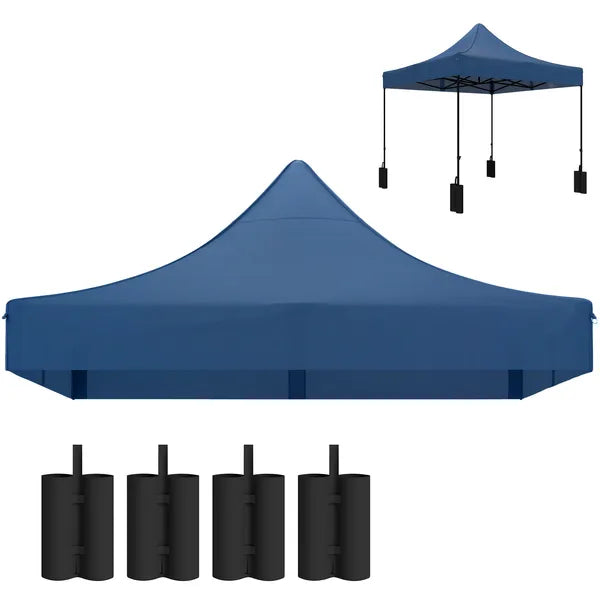 Outsunny 10 ft x 10 ft Replacement Canopy Top for Pop Up Canopy Tent with 4 Sand Bags, UPF50+ Protection, Navy Blue - product image 1