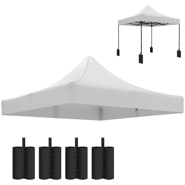 Outsunny 10' x 10' Replacement Canopy Top for Pop Up Canopy Tent with 4 Sand Bags, UPF50+ Protection, White - product image 11