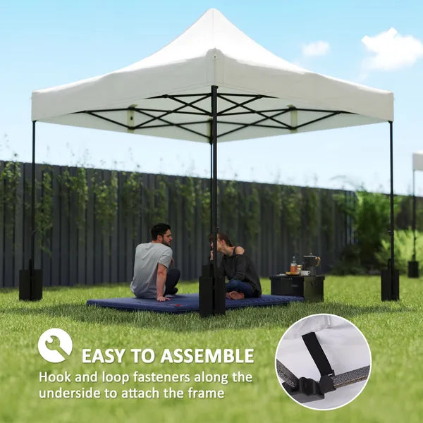 Outsunny 10' x 10' Replacement Canopy Top for Pop Up Canopy Tent with 4 Sand Bags, UPF50+ Protection, White - product image 6