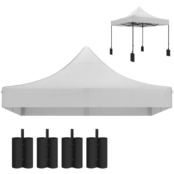 Outsunny 10' x 10' Replacement Canopy Top for Pop Up Canopy Tent with 4 Sand Bags, UPF50+ Protection, White - product image 1