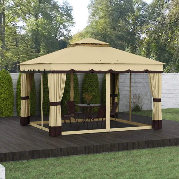 10' x 12' Double Roof Patio Gazebo Canopy, Outdoor Gazebo Shelter with Netting and Curtains, for Garden, Lawn and Deck - product image 10