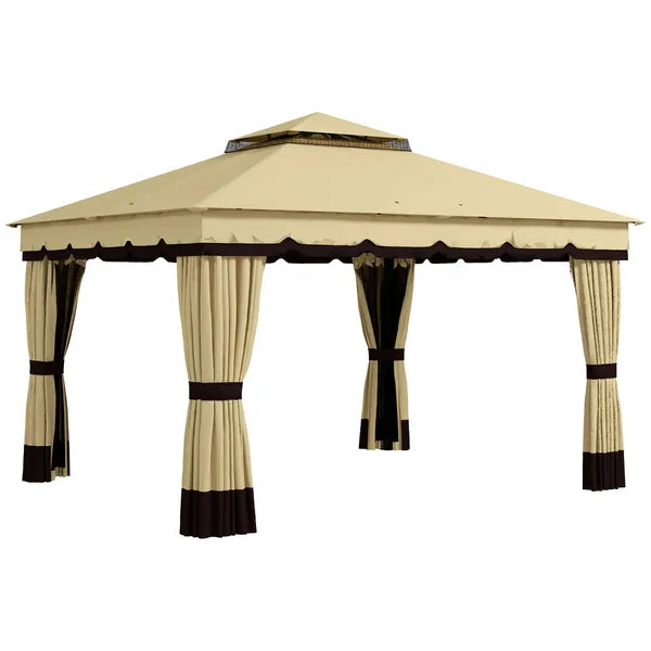 10' x 12' Double Roof Patio Gazebo Canopy, Outdoor Gazebo Shelter with Netting and Curtains, for Garden, Lawn and Deck - product image 12