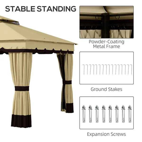 10' x 12' Double Roof Patio Gazebo Canopy, Outdoor Gazebo Shelter with Netting and Curtains, for Garden, Lawn and Deck - product image 7