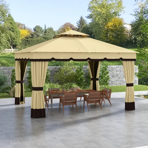 10' x 12' Double Roof Patio Gazebo Canopy, Outdoor Gazebo Shelter with Netting and Curtains, for Garden, Lawn and Deck - product image 2