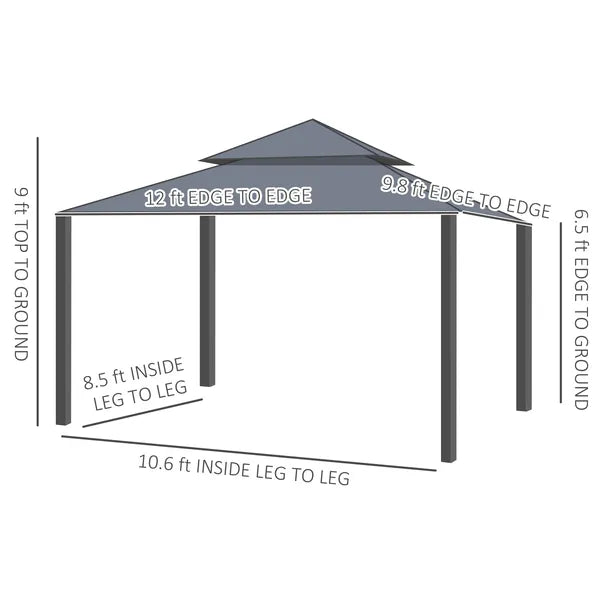 10' x 12' Double Roof Patio Gazebo Canopy, Outdoor Gazebo Shelter with Netting and Curtains, for Garden, Lawn and Deck - product image 3