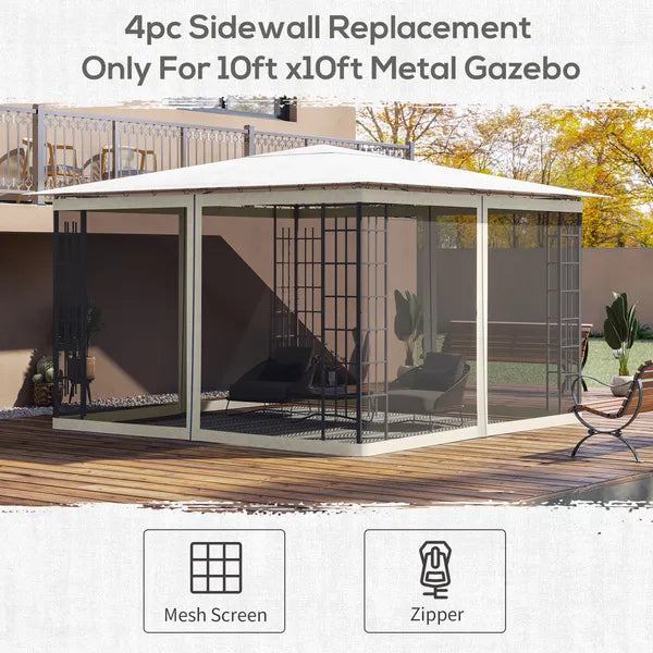 Outsunny 9.8 x 12 Ft Gazebo Replacement Mosquito Netting 4-Panel White and Black - product image 4