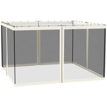 Outsunny 9.8 x 12 Ft Gazebo Replacement Mosquito Netting 4-Panel White and Black - product image 1