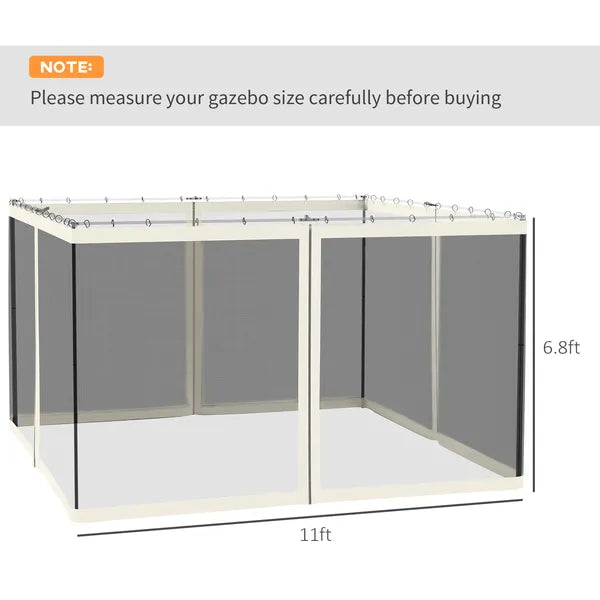 Outsunny 9.8 x 12 Ft Gazebo Replacement Mosquito Netting 4-Panel White and Black - product image 3