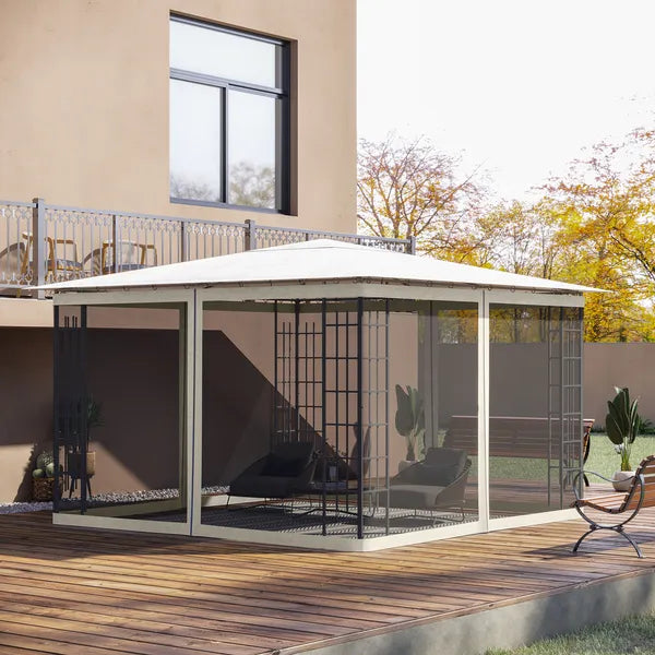 Outsunny 9.8 x 12 Ft Gazebo Replacement Mosquito Netting 4-Panel White and Black - product image 2