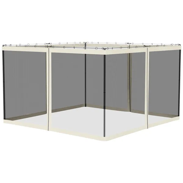Outsunny 9.8 x 12 Ft Gazebo Replacement Mosquito Netting 4-Panel White and Black - product image 11