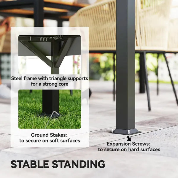 10' x 12' Outdoor Patio Gazebo, Soft Top Gazebo Canopy Shelter with Curtains, Netting, Steel Frame, Hooks, Dark Gray - product image 7