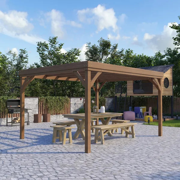 Outsunny 10 ft x 12 ft Outdoor Pergola, Wood Gazebo Grape Trellis with Stable Structure and Concrete Anchors, for Garden, Patio, Backyard, Deck - product image 10