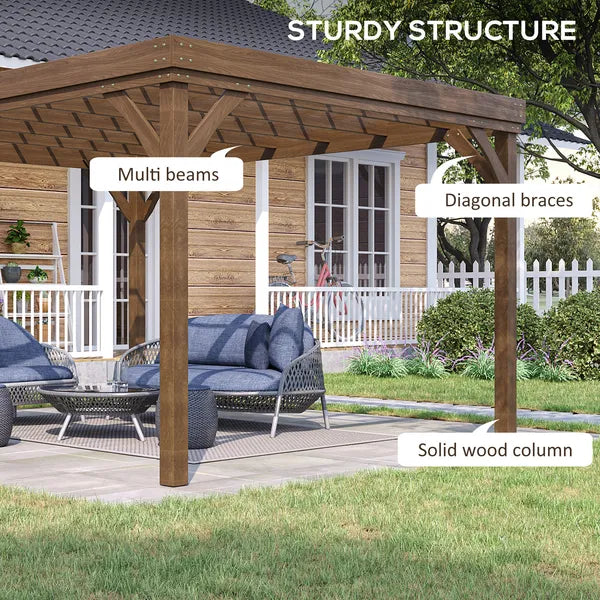 Outsunny 10 ft x 12 ft Outdoor Pergola, Wood Gazebo Grape Trellis with Stable Structure and Concrete Anchors, for Garden, Patio, Backyard, Deck - product image 4