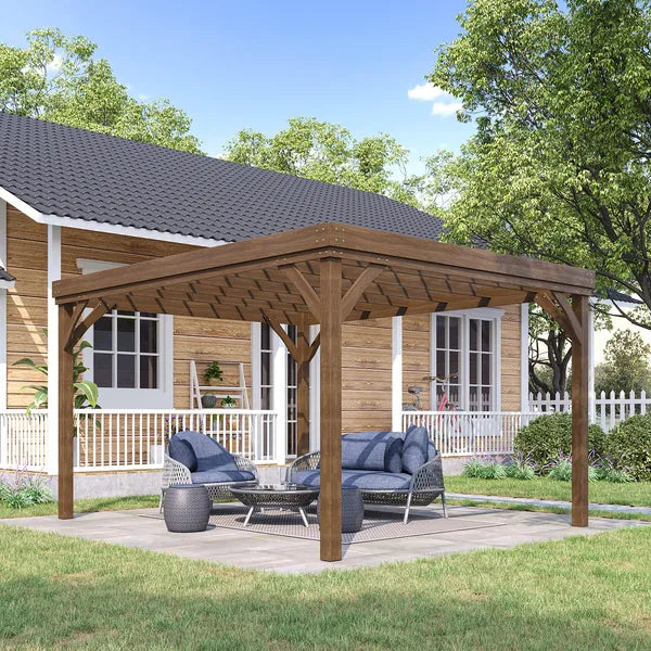 Outsunny 10 ft x 12 ft Outdoor Pergola, Wood Gazebo Grape Trellis with Stable Structure and Concrete Anchors, for Garden, Patio, Backyard, Deck - product image 2
