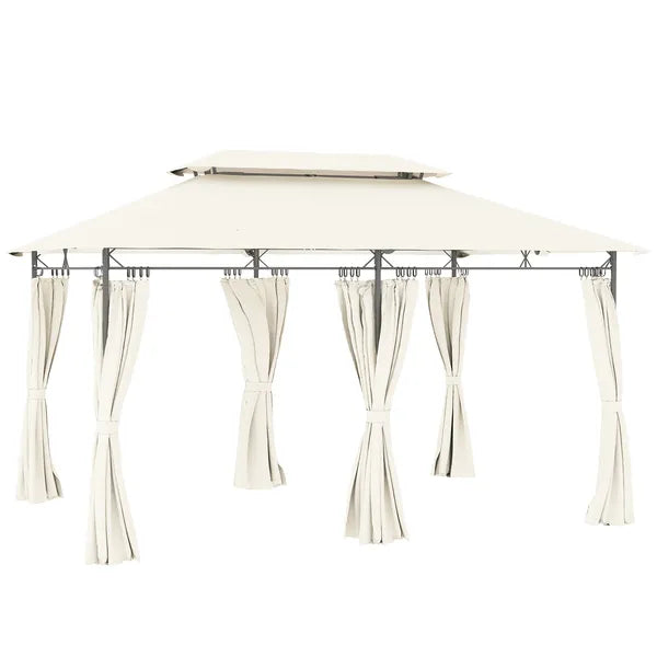 Outsunny 10' x 13' Double Roof Patio Gazebo, Outdoor Gazebo with Curtains, for Garden, Lawn, Backyard and Deck, Cream White - product image 12