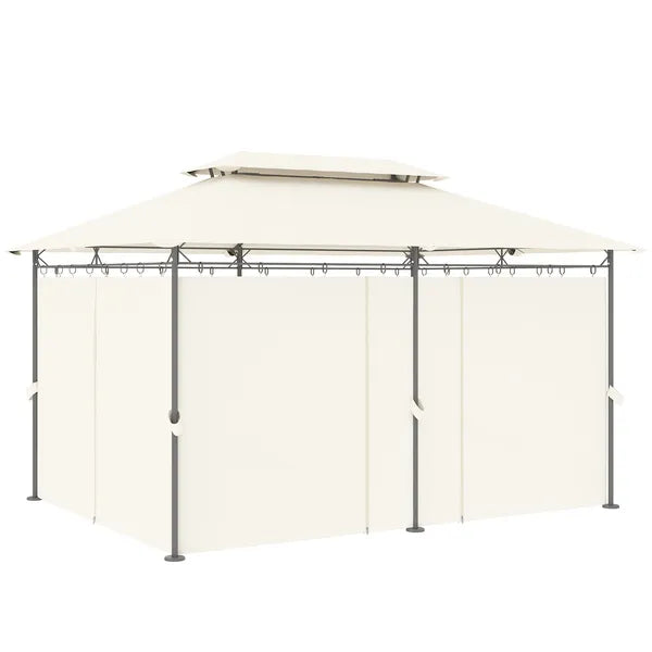 Outsunny 10' x 13' Double Roof Patio Gazebo, Outdoor Gazebo with Curtains, for Garden, Lawn, Backyard and Deck, Cream White - product image 1