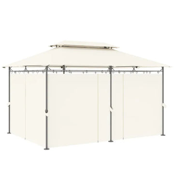 Outsunny 10' x 13' Double Roof Patio Gazebo, Outdoor Gazebo with Curtains, for Garden, Lawn, Backyard and Deck, Cream White - product image 1