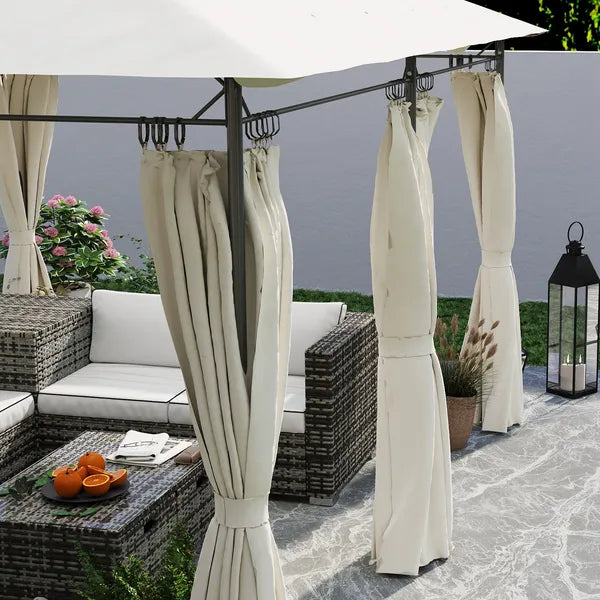 Outsunny 10' x 13' Double Roof Patio Gazebo, Outdoor Gazebo with Curtains, for Garden, Lawn, Backyard and Deck, Cream White - product image 9