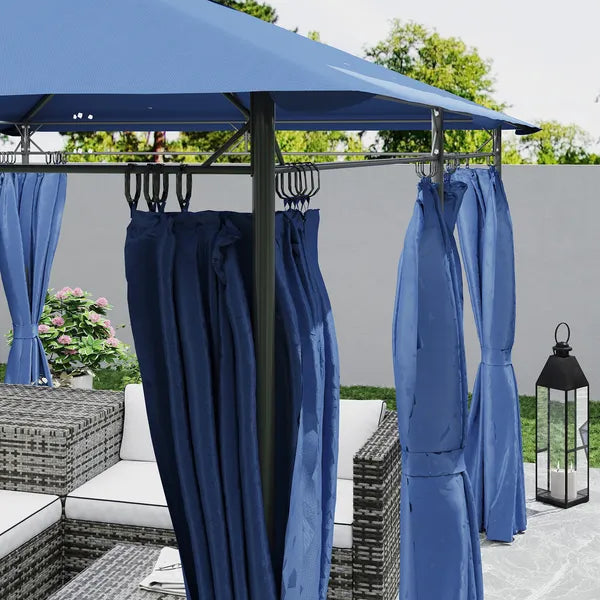 Outsunny 10 ft x 13 ft Double Roof Patio Gazebo, Outdoor Gazebo with Curtains, for Garden, Lawn, Backyard and Deck, Dark Blue - product image 9