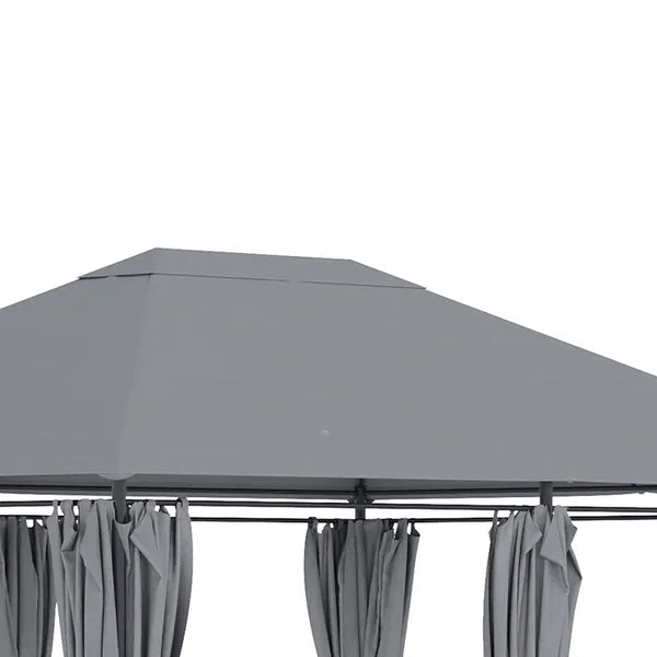 10 x 13 Outdoor Gazebo, Canopy Shelter with 6 Sidewalls, Steel Frame, Gray for Garden and Backyard, Gray - product image 9
