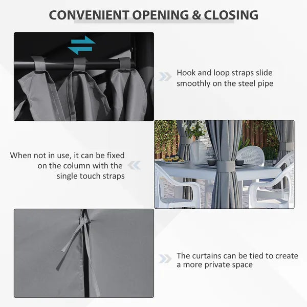 10 x 13 Outdoor Gazebo, Canopy Shelter with 6 Sidewalls, Steel Frame, Gray for Garden and Backyard, Gray - product image 5