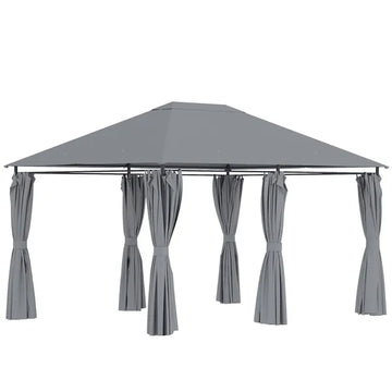 10 x 13 Outdoor Gazebo, Canopy Shelter with 6 Sidewalls, Steel Frame, Gray for Garden and Backyard, Gray - product image 1