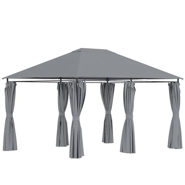 10 x 13 Outdoor Gazebo, Canopy Shelter with 6 Sidewalls, Steel Frame, Gray for Garden and Backyard, Gray - product image 1